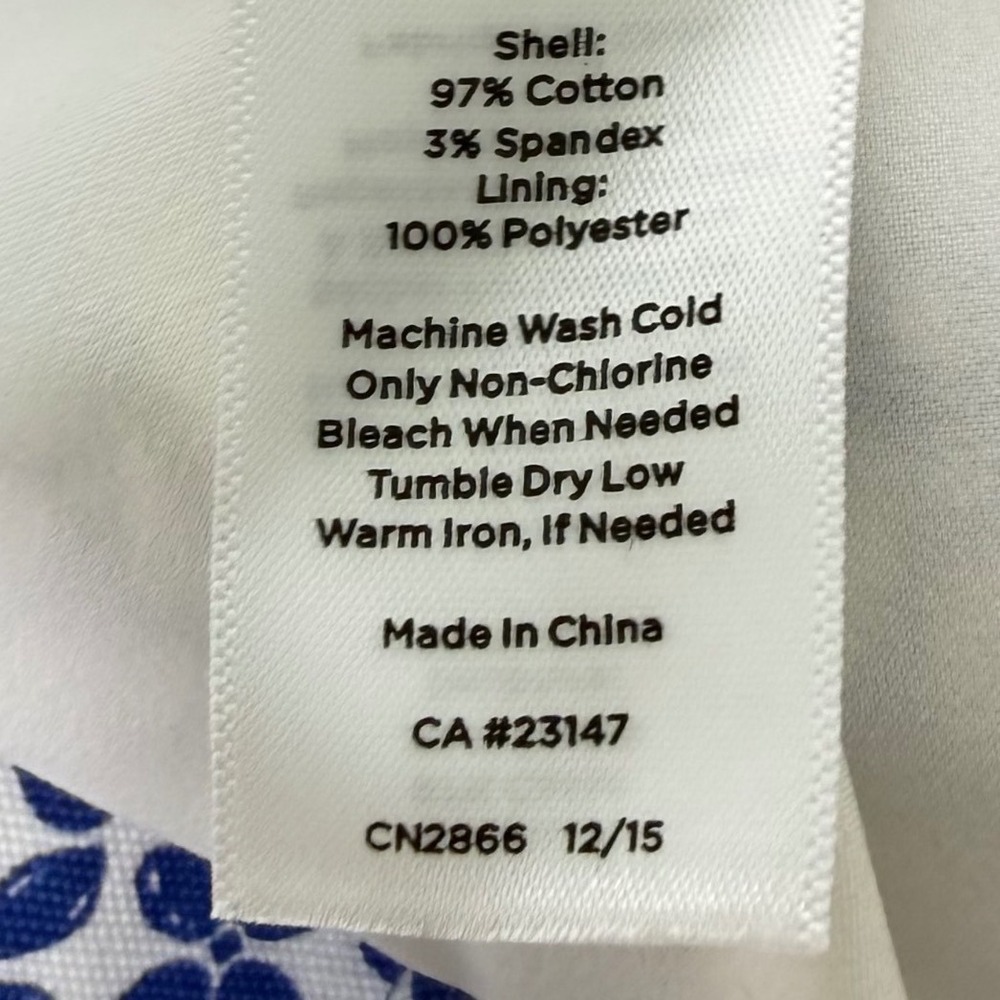 Talbots Short Skirt Womens Blue White Geometric Floral Cotton Stretch Lined 12 - Picture 5 of 9